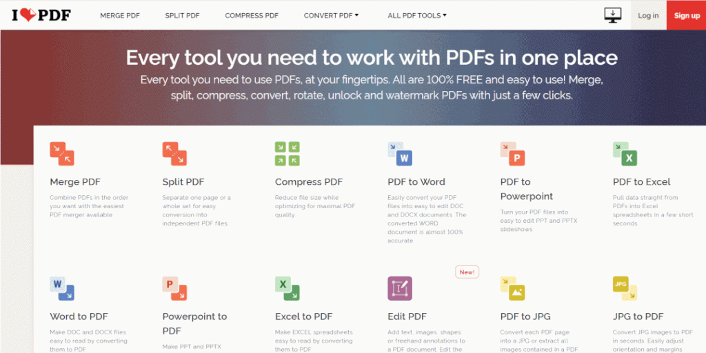 iLovePDF 在线高效处理pdf文件工具,神奇的“小网站”上班族必备神器,从此告别办公软件！